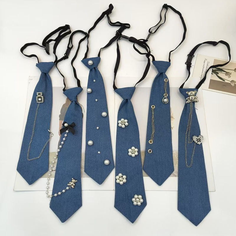 Men Accessories Neck Chain - Cravatta blu stile cowboy Camicia JK