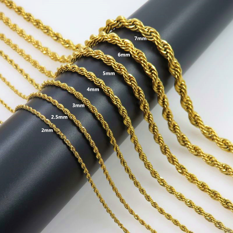 Men Accessories Neck Chain - Corda intrecciata in acciaio inossidabile catena