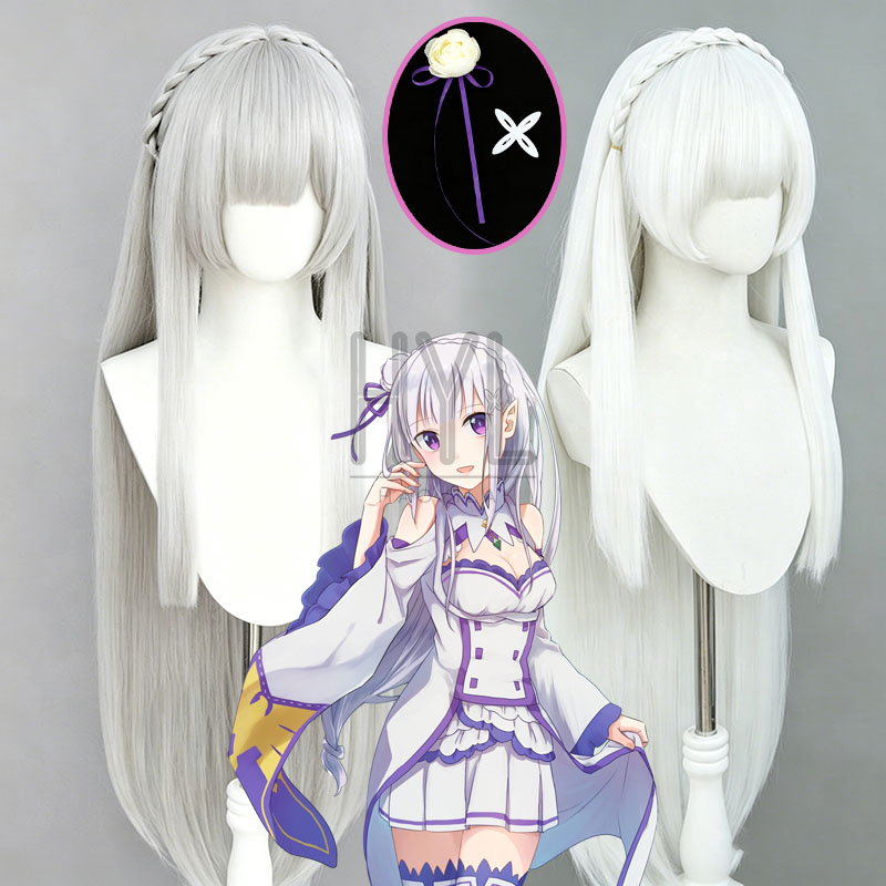Men Accessories In Silver - Parrucca cosplay Anime Re:Zero Emilia, colore