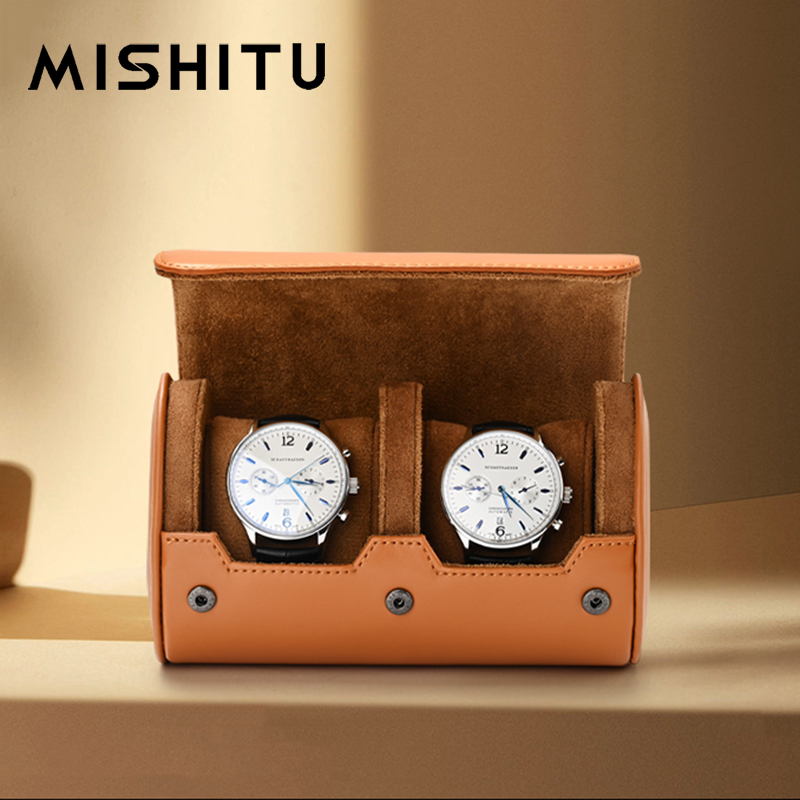 Men Accessories Box - MISHITU 1/2/3-Slot Orologio Rotolo di Immagazzinaggio
