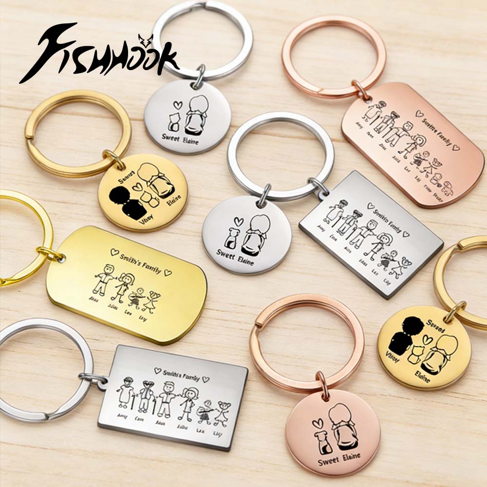 Men Accessories In Silver - Portachiavi Personalizzato per Famiglia, Anello Portachiavi