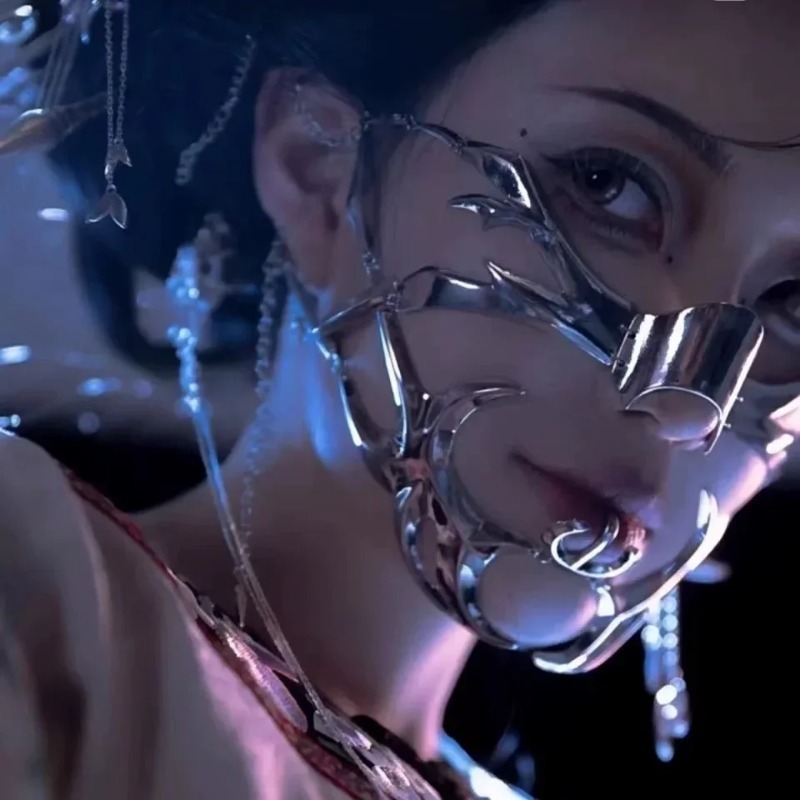 Men Accessories Earrings - Maschera in metallo Cyberpunk Design di